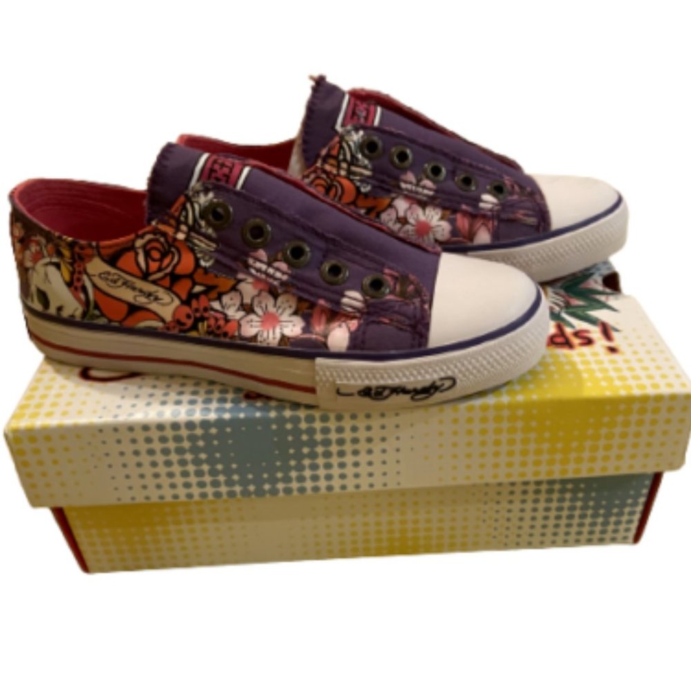 ED HARDY KIDS SNEAKERS SHOES PURPLE